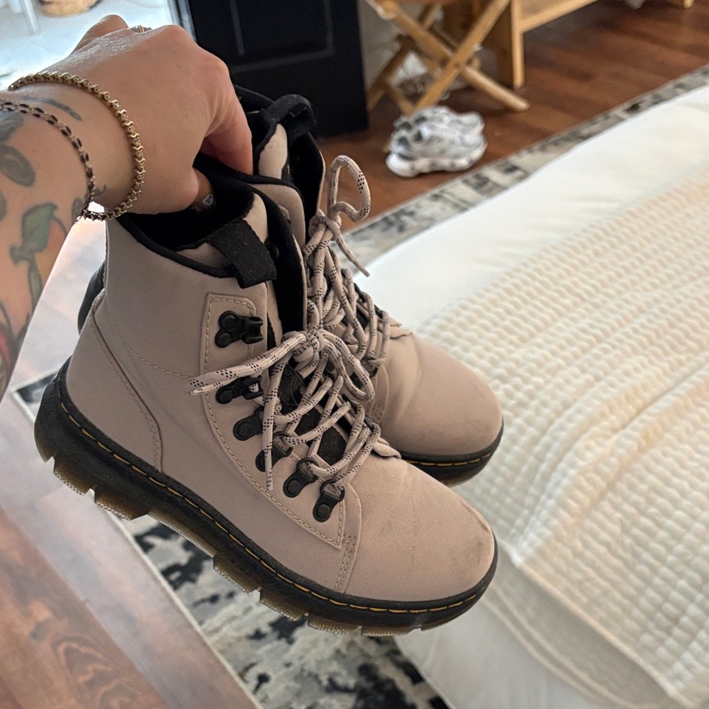 Dr. Martens Light Beige Lace-Up Combat Boots